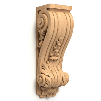 Ornate corbel scroll from oak with acanthus leaf